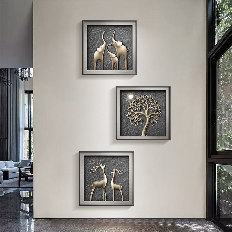 Pintura decorativa de alto nivel, pasillo de entrada de lujo moderno, pinturas murales combinadas, restaurantes tridimensionales, pinturas colgadas en la atmósfera