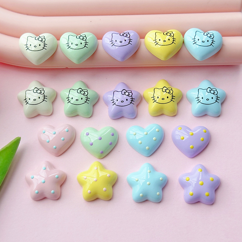 新款纯色KT小号五角星配件DIY头饰发夹手机壳装饰洞洞鞋搭配批发