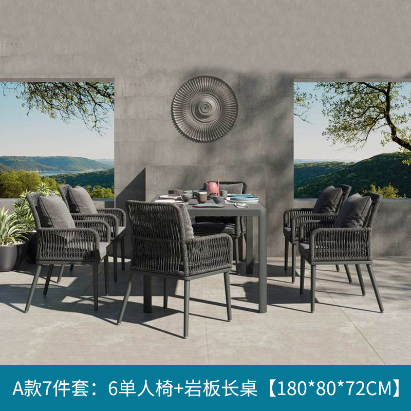 silla de caña al aire libre patio residencial jardín de ocio combinación de villa balcón impermeable al aire libre mesa de comedor de caña silla