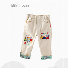 Miki童装春夏子供カジュアルパンツ男女童新外着長ズボン潮宝宝綿漫画刺繍ズボン