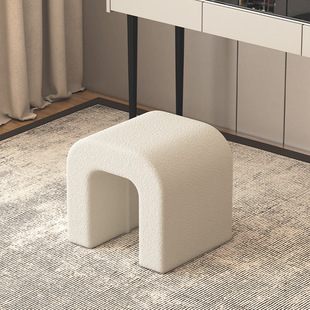 Lamb Velvet Dressing Table Stool Nordic Simple Dressing Stool Cream Style Bedroom Makeup Stool Light Luxury Home Makeup Chair