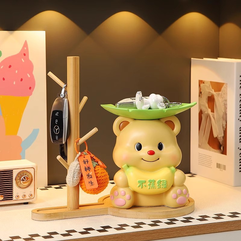 小さなクマの玄関キー収納、玄関飾り、リビングルームの家具置き棚、靴箱の装飾、軽奢風|undefined
