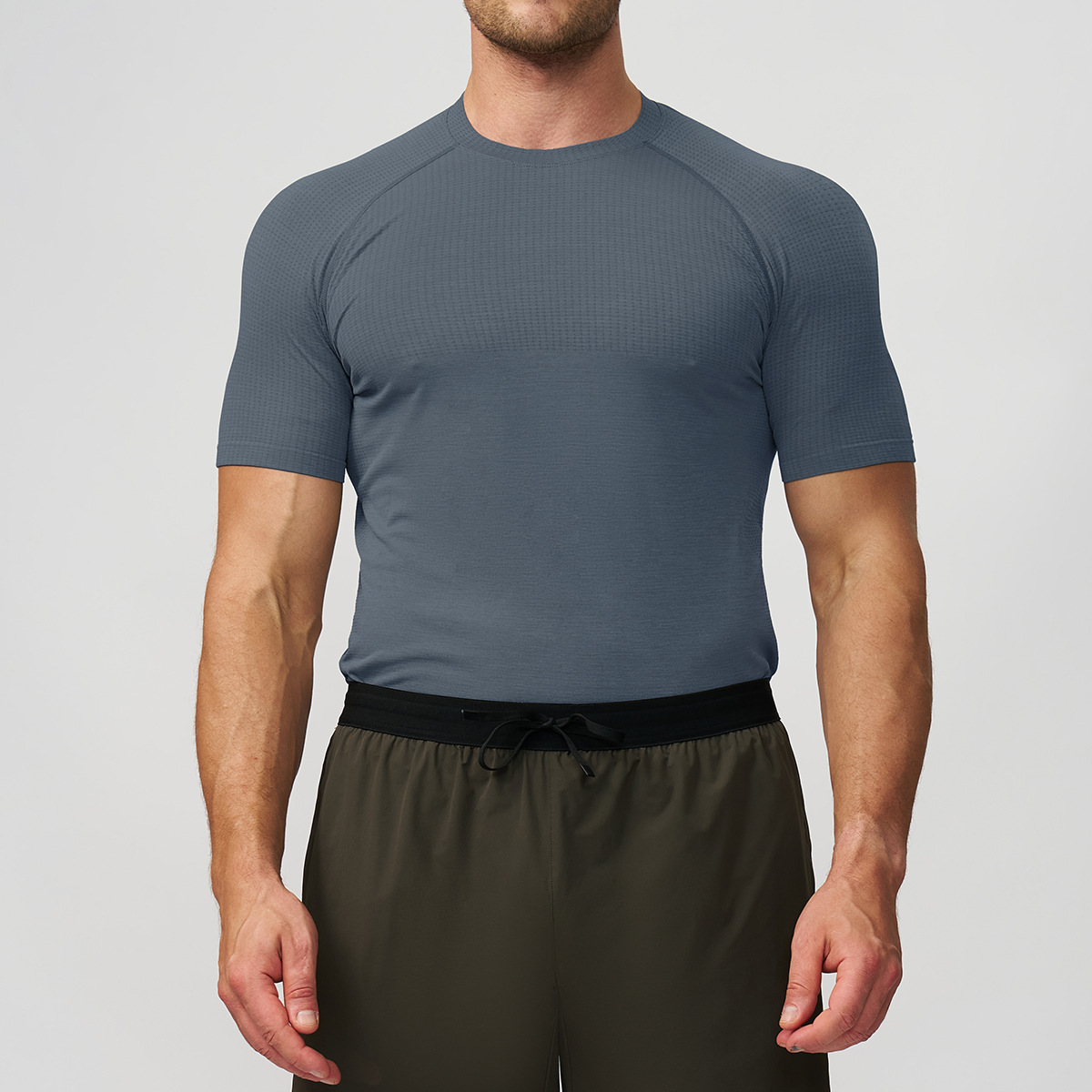 Cross-border hombre sin costuras deportivo acondicionamiento rápido secado transpirable mangas cortas yoga correr camiseta muscular delgada 7752