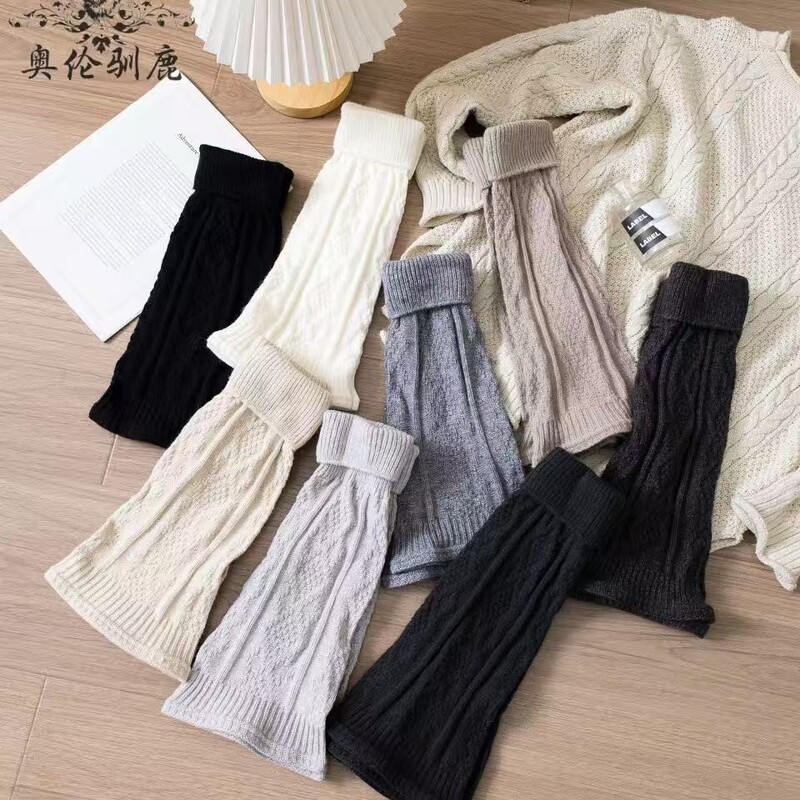 Autumn and Winter Ins-Style Japanese and Korean Trendy Knitted Diamond-Patterned Solid Color Casual Warm Slouch Socks