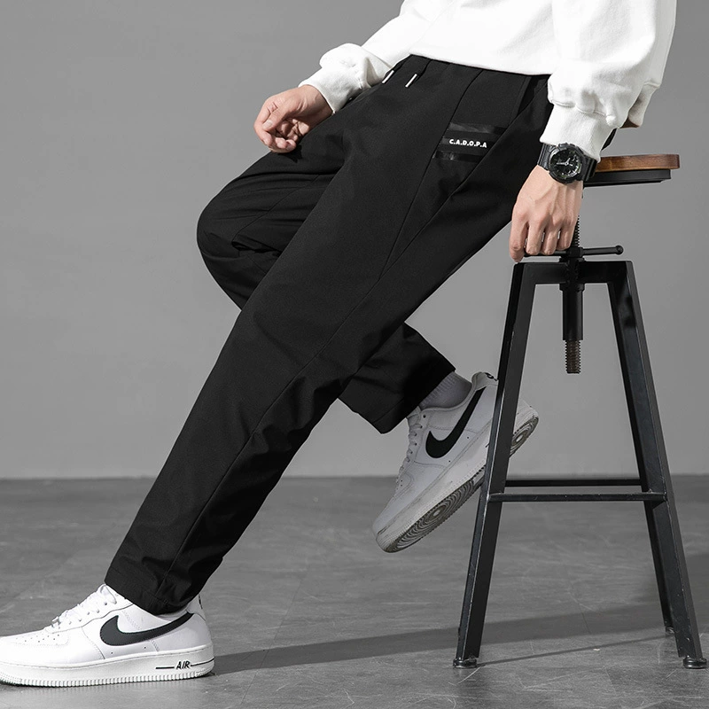 Зимние пуховые брюки, мужская одежда наружу, модные милые свободные утепленные уличные теплые белые однотонные повседневные брюки больших размеров на утином пуху