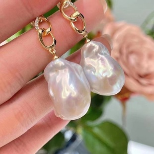 DIY Pearl Accessories S925 Sterling Silver Earrings Empty Shaped Beads Earrings with 12-16mm Heterobar Beads