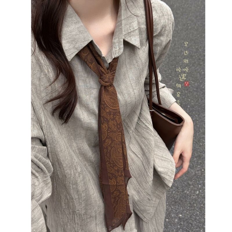 Estilo Natural! Lenço Paisley Cor Café para Mulheres, Toque Sofisticado, Combina com Camisa, Estilo Retrô Melad_voghion.com