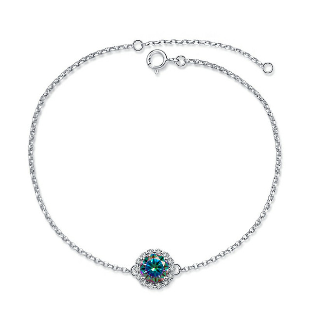 S925 joyería de plata estrella piedra grande y pequeña pulsera de moissanita mujer D color 1 quilate joyería en vivo fábrica al por mayor