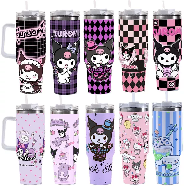 Sanrio Series 40oz Car Cup Thermos Cup Ice Cup with Handle and Straw Printed Logo Festive Gift