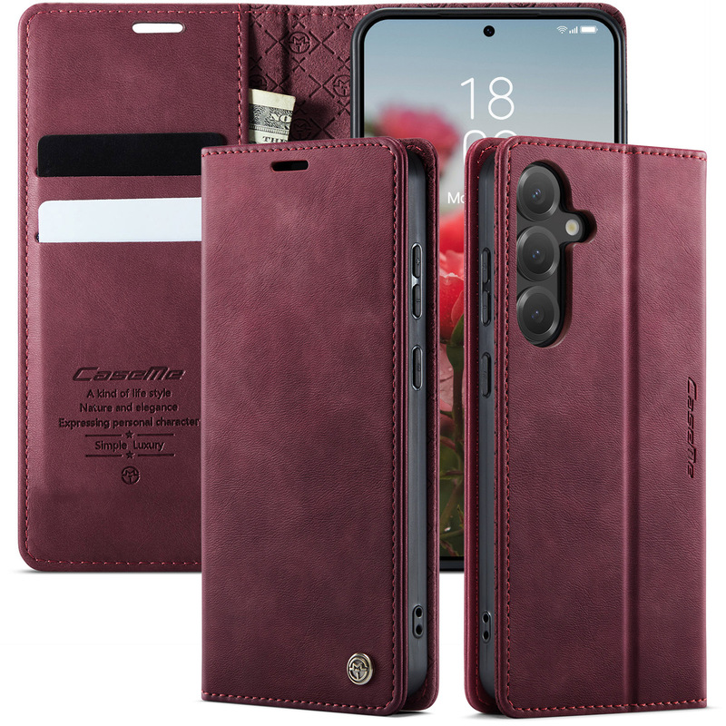 新しいサムスン S24 携帯電話ケース iPhone17 カーフパターンレトロ保護カバー A17 カード携帯電話レザーケースに適しています|undefined