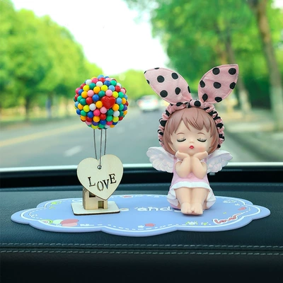 Car ornaments Accessories for Women - pink-anne-flying-house-balloon-blue-lucky-mat