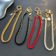 小香风手链手机挂绳ins皮卡链手腕绳短款金属圆扣夹片手提挂链