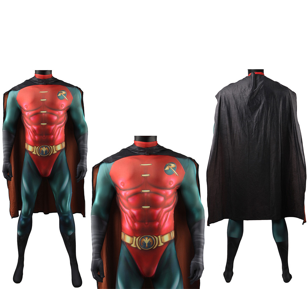 Robin Jumpsuit Cosplay Dick Grayson Bodysuit Cloak Costume Adult