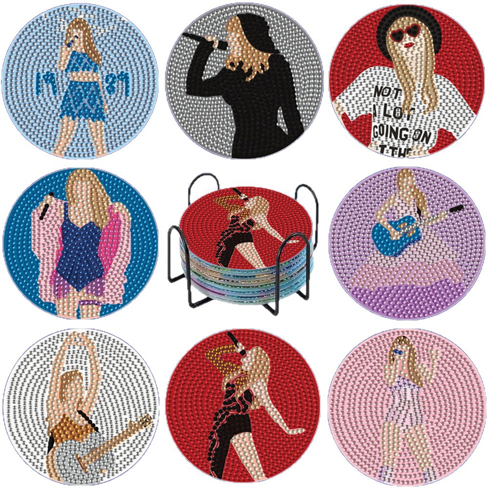 Transfronterizos diy pintura de diamantes almohadilla aislante Amazon Taylor concierto taza almohadilla acrílico redondo de diamantes brillantes hechos a mano