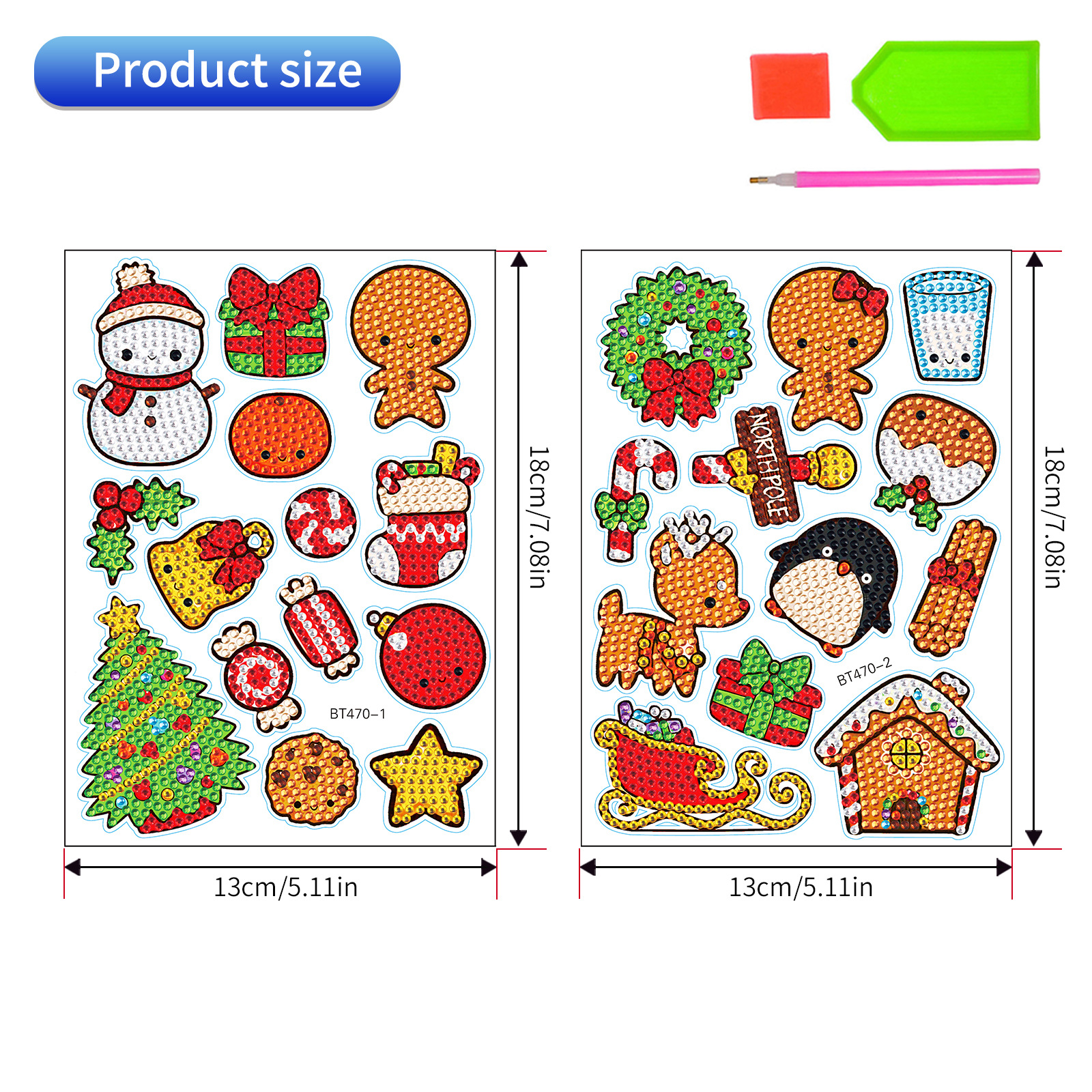 Navidad pintura de diamantes pegatinas al azar niños bricolaje dibujos animados hechos a mano pegatinas de pared de Santa Claus pegatinas de regalo de diamantes