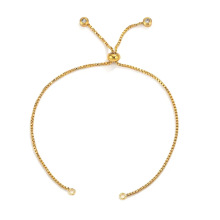 不锈钢11.5cm盒子链可调节手链带扁定位珠 DIY手链首饰饰品批发