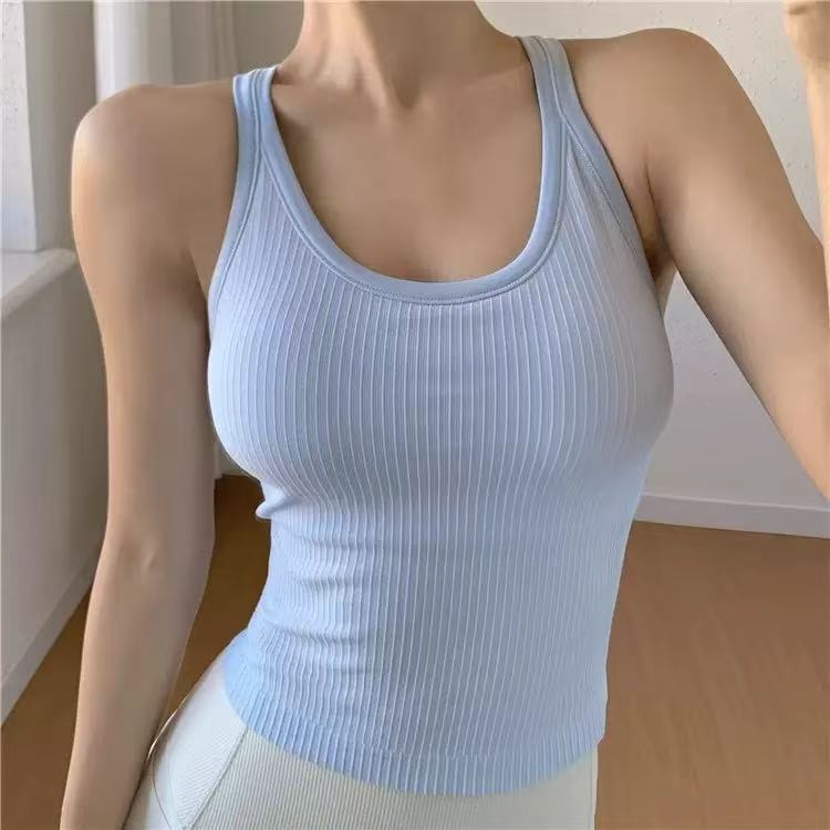 Lulu's Same Ebb I-Shaped Vest Women's Short Style with Chest Pad Fitness Yoga Vest Quick-Drying Outer Wear Sports Bra
