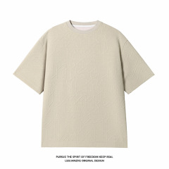 2025夏の新型香港風白地大サイズ筋理感半袖tシャツM-5X t 25147-特P20