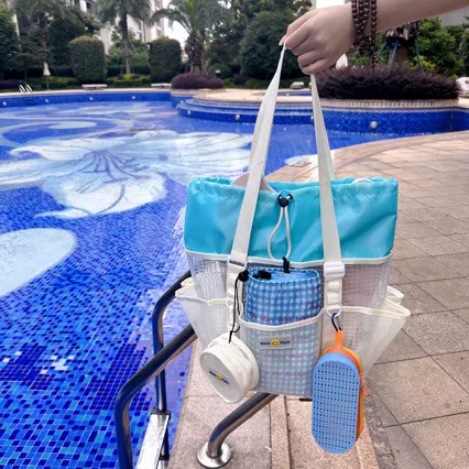 Korean Bloommarin Multi-Pocket Large Capacity Swimming Storage Mesh Bag with Wet and Dry Separation