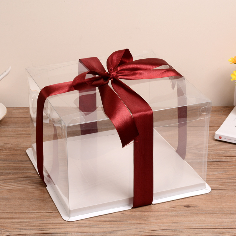 厂家批发三合一透明蛋糕盒单双高6寸 8寸 10寸生日蛋糕盒透明批发