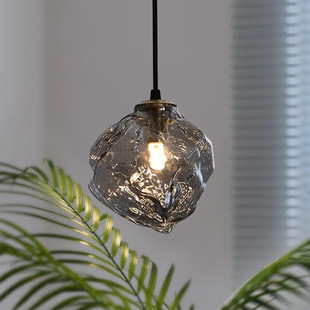 Minimalist Smoky Gray Glass Ice Cube Bedroom Bedside Atmosphere Chandelier Simple Bar Restaurant Lamp Aisle Black Light