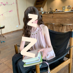 シェルレースのつぼみホルターネックベスト女性のための夏の2025新しいスタイルの年齢を軽減するシャツトップ
