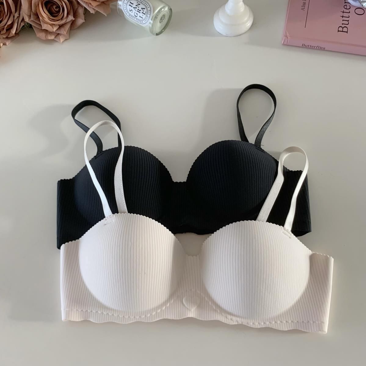 Lady, Sexy Style Solid Color Lady Sexy Nylon Sponge Side Breast Reduction Comfort All Seasons Bralette