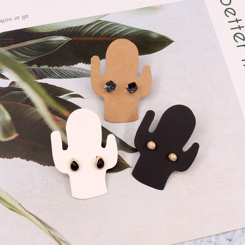 外贸现货 100张空白耳环卡纸耳钉卡首饰包装卡三色黑白棕饰品卡纸