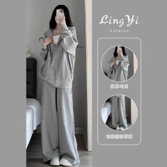 运动套装运动服秋冬加绒加厚韩版宽松学生显瘦卫衣休闲跑步两件套