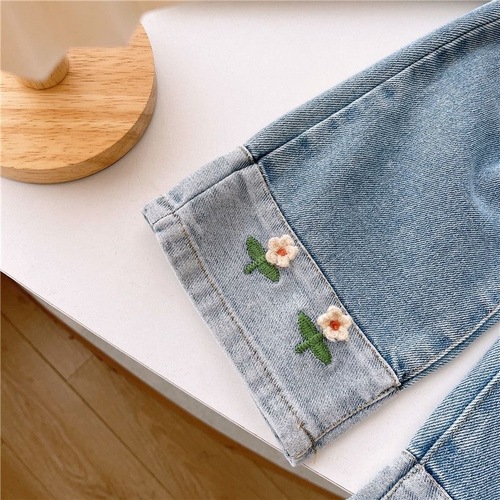 Women's Spring and Autumn Denim Jeans 2024 New Trendy Splicing Denim for Young Children, Unisex Fashion Straight Leg Pants, Fashion Trend