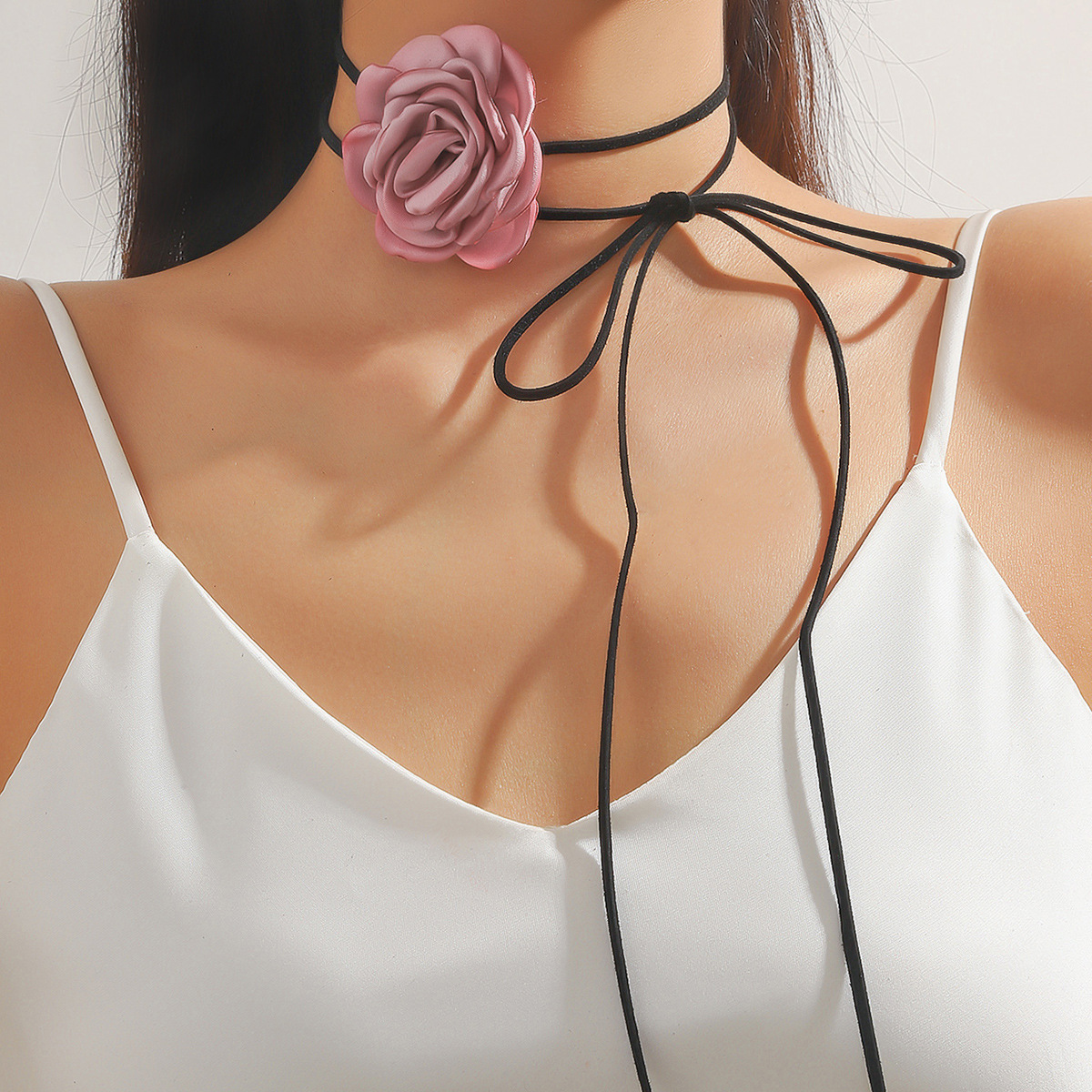 Negro beige vino rojo blanco Corea del Sur flor encaje-up gargantilla collar vintage corte sexy neckband cintura decoración