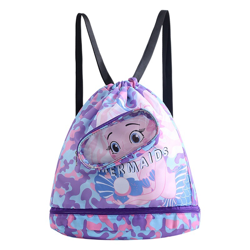 Swimming Bag Dry and Wet Separate Waterproof Children's Backpack Storage Bag Portable Cute Cartoon Beach Washing Bag