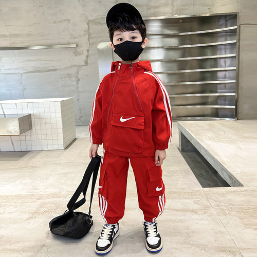Boys' spring suit  spring and autumn new style handsome children's sports two-piece set small and medium-sized children's jacket trendy children's clothing