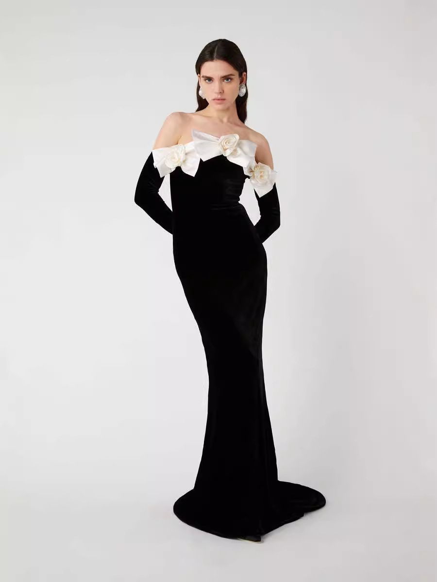 black tube top with bow