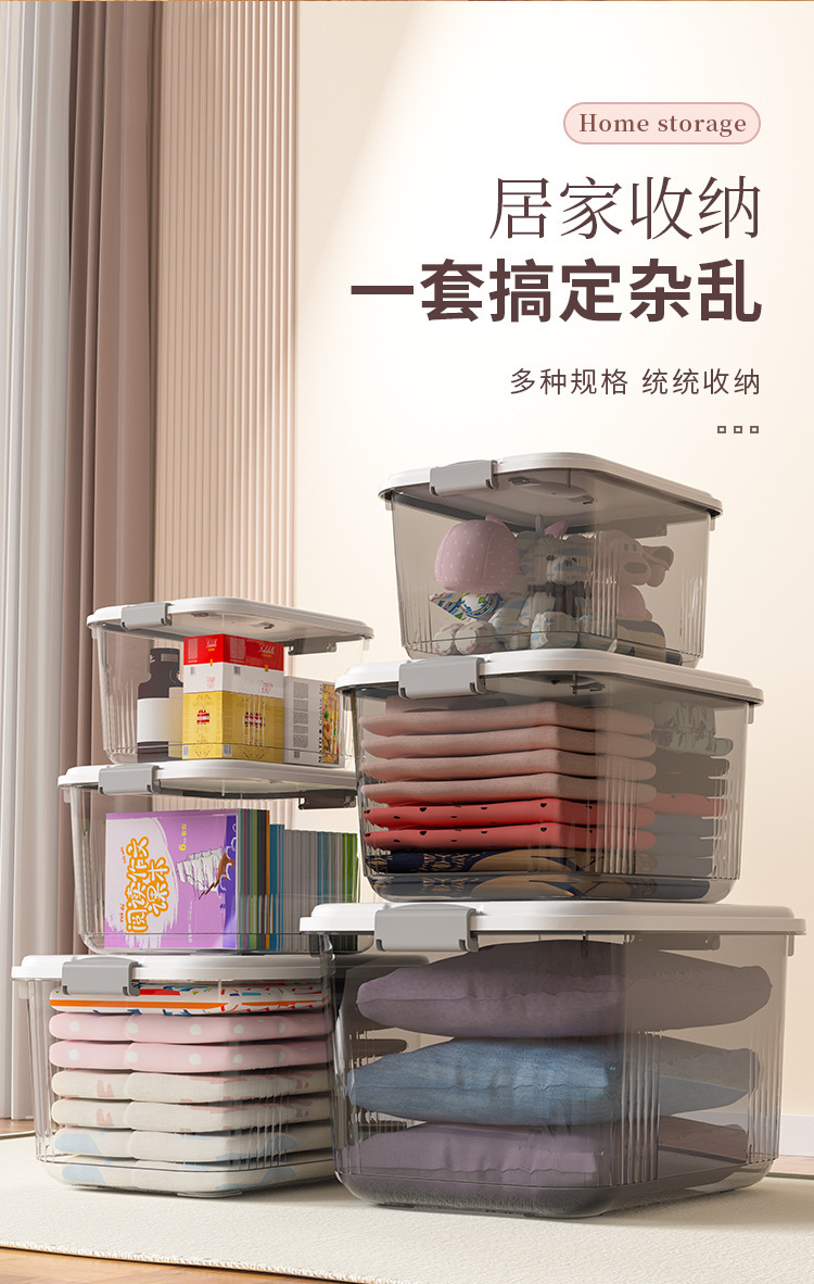 塑料透明收纳箱家用玩具收纳盒手提带盖大小号衣物收纳整理盒箱子详情8