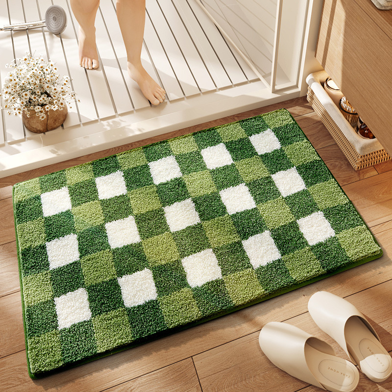 Flocked Household Floor Mats, Bathroom Absorbent Non-Slip High-Low Pile Floor Mats, Customizable Size Carpets, Amazon