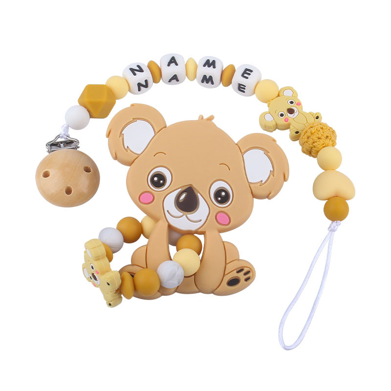 Kaola de dibujos animados de silicona de juguete dientes molienda cadena anti-gota Nuevo bebé suministros de silicona chupete cadena