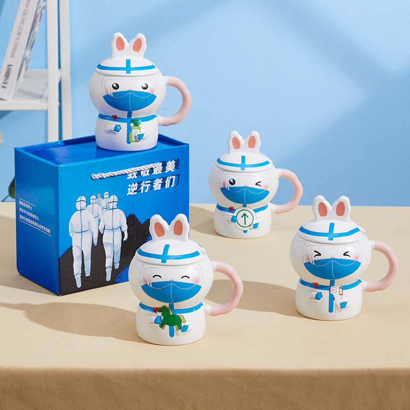 Volunteer Keepsake Mug Cartoon With cover Ceramic cup Angels gift glass wholesale