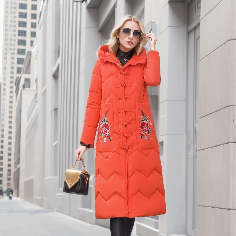 Women's Clothing cotton clothing polyester cotton long embroidered buckle hooded jacket retro cotton jacket_voghion.com