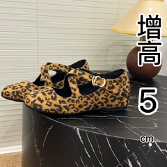 羊の皮の版 ~ 小さい背の中で高くなる復古の丸い頭のバレエの浅い口の豹の紋様の靴の女性の本革のメアリーの珍の靴