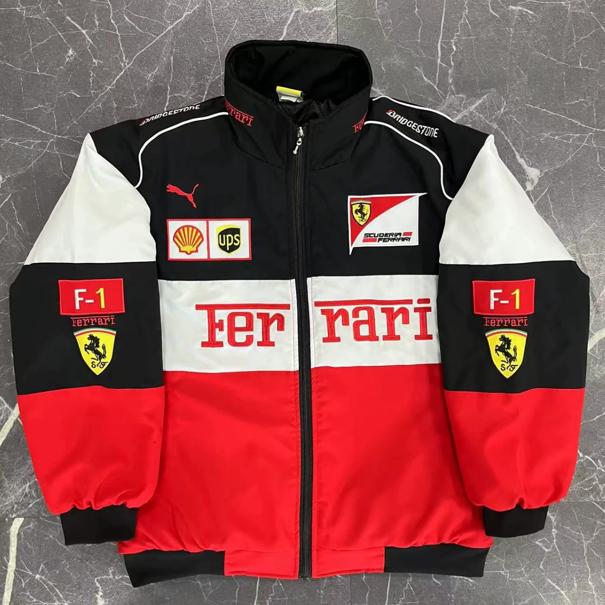 Тонкая куртка-джерси с вышивкой, Ferrari, американский стиль, дорожная версия, на заказ