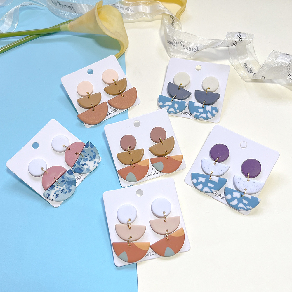 14g Weight Drop Earrings Classification 1 Pair Retro Semicircle Irregular Soft Clay Drop Earrings