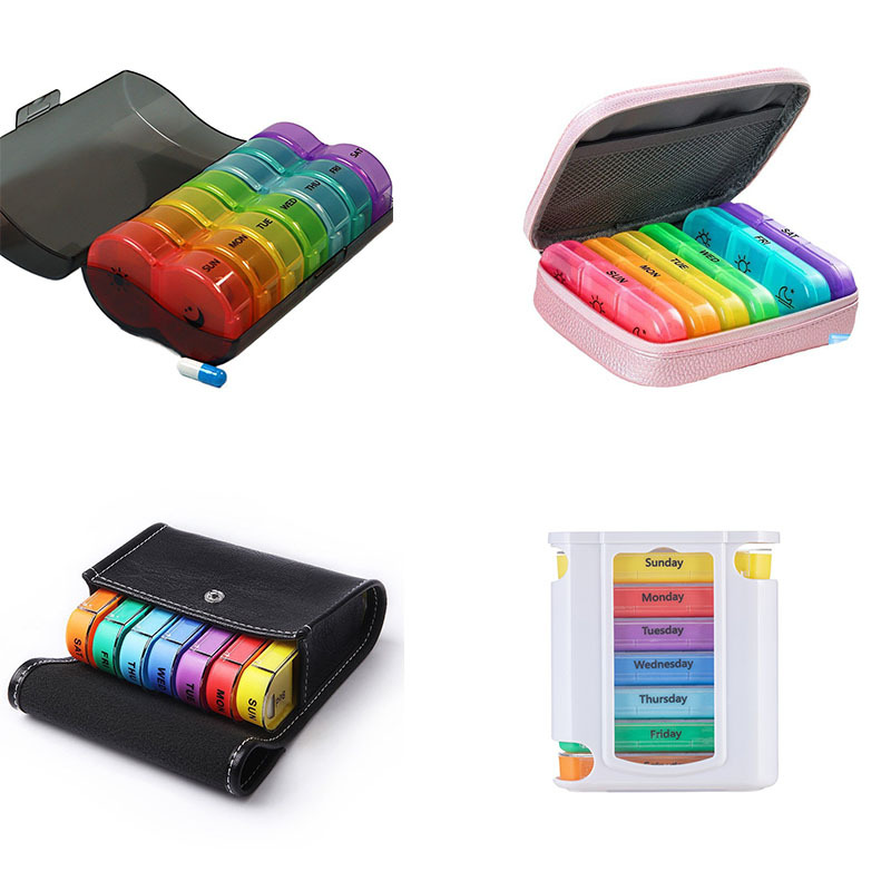 外贸亚马逊热销款7天14格药盒 pp塑料药片收纳遮光一周早晚药盒