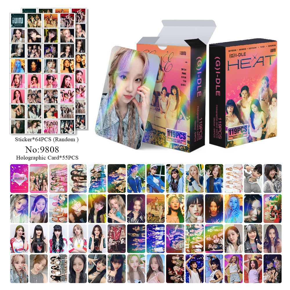SX跨境专供明星照片卡GIDLE新专HEAT全息卡KPOP周边LOMO小卡