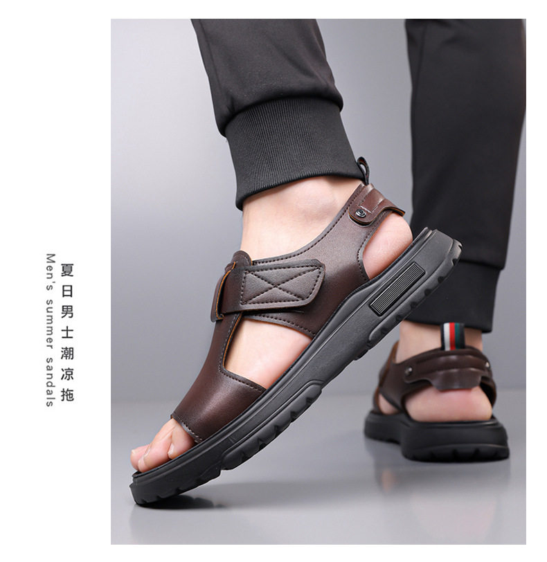 Dép sandal nam đế dày hở mũi quai ngang cỡ lớn chống nước — C6099 Màu nâu, C6099 màu đen chi tiết 16