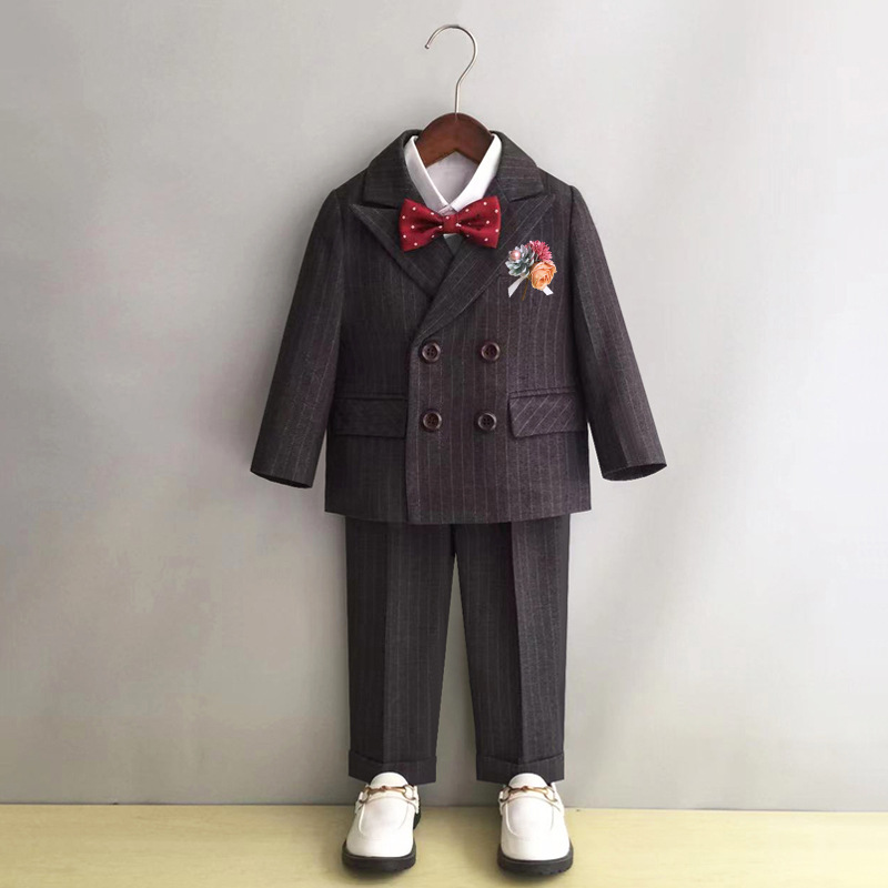 Boys' suit dress new autumn and winter flower girl wedding dress performance clothing for children and children British performance clothing for baby one year old