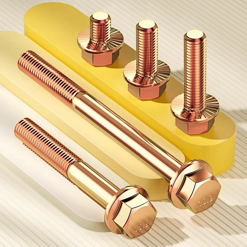 Винты с шестигранной головкой класса 10,9 и зубьями GB5789, высокопрочные увеличенные болты с цветным цинковым покрытием M6M8-M16