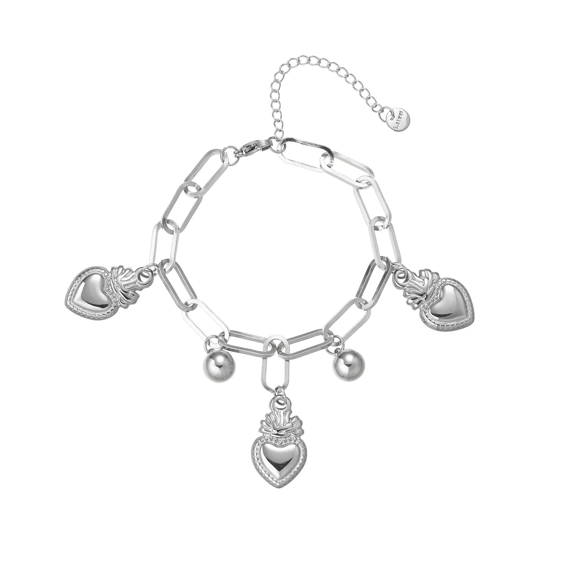 Women's Gender Vacation Classic Style Sun Moon Titanium Steel Paperclip Chain Bracelets In Bulk
