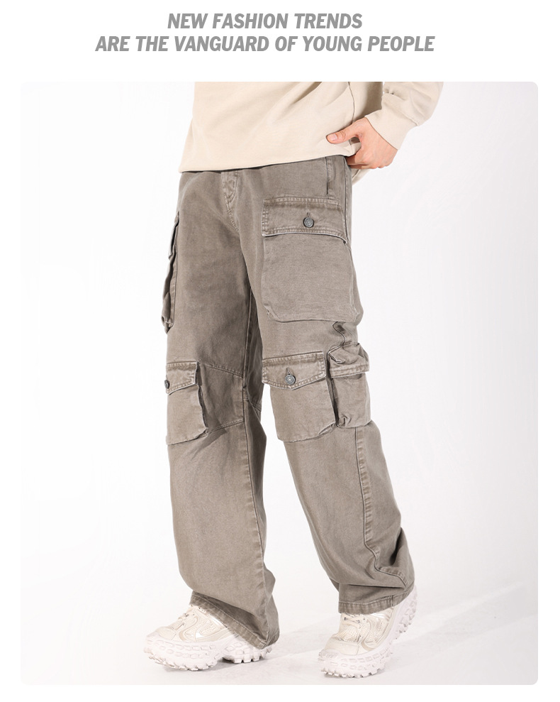 Îmbrăcăminte bărbătească, îmbrăcăminte bărbătească, pantaloni casual la modă, pentru bărbați, toamna și iarna, gata de purtat, pantaloni lejeri cu mai multe buzunare, pantaloni de șters bărbați_voghion.com