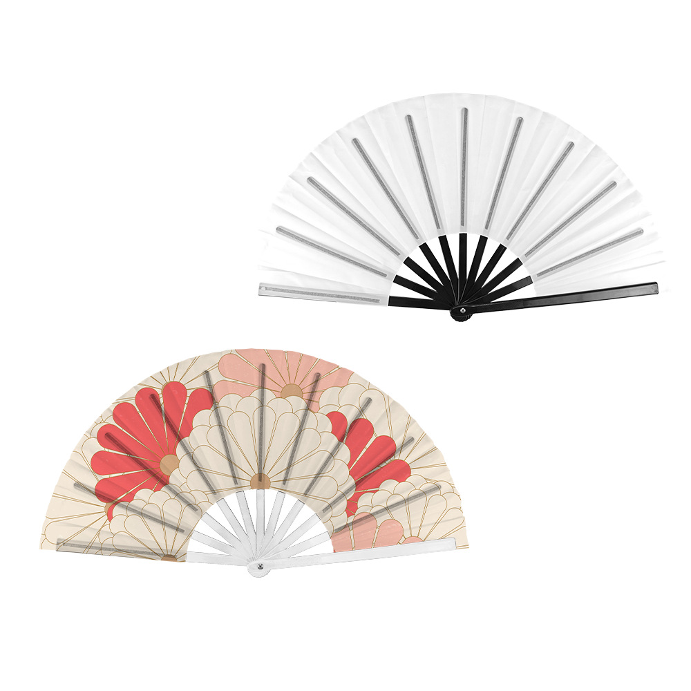 Nuevo producto abanico plegable en blanco poliéster arte moderno abanico plegable DIY sublimación material de transferencia al por mayor